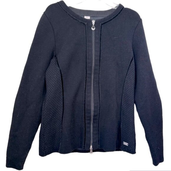 Dale Of Norway Merino Wool Jacket Black Gray Zipper Sweater Cardigan Knit Top M - Picture 1 of 16